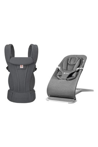 Ergobaby Bouncer & Taşıyıcı Seti | Evolve Charcoal Grey & Omni Deluxe Mesh Graphite Grey