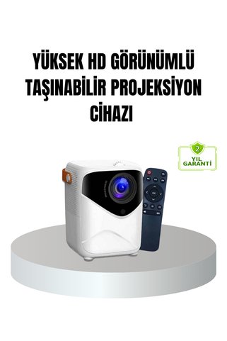 Skygo Taşınabilir 1080P HD Akıllı Projektör – 64GB Dahili Hafıza, 2GB RAM, Uzaktan Kumandalı