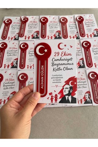 Kal Studio 20’li İsimli Türk Bayraklı Kitap Ayracı-29 Ekim Cumhuriyet Bayramı Hediyesi-Öğrenci hediye
