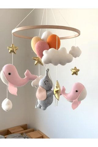 EFSBABY Balon tutan fil Kız Bebek beşik Dönencesi Anne bebek beşik süsü bebek odası aksesuarı Beşik aksesuarı uyku arkadaşı