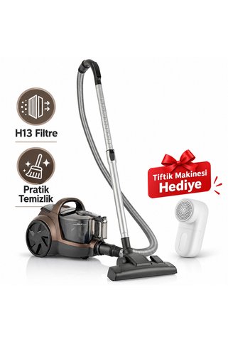 Arnica MİKA TORBASIZ ELEKTRİKLİ SÜPÜRGE KAHVE ET14466 Tiftik Makinesi hediye(Onerous)