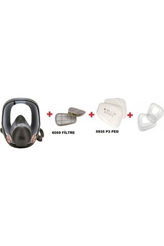 3M ™ 6800 Tam Yüz Gaz Maskesi 6059 Abek1 Filtre 5935 P3 Ped 501 Filtre Tutucu Kapak 1 Adet Yüksek