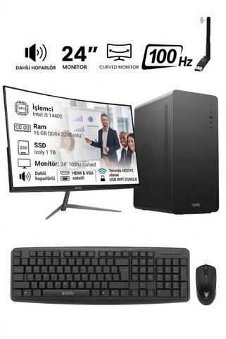 IZOLY B502-Y İ5-14400 16GB 1TB M.2 SSD 24" Monitör Masaüstü Oem Paketi