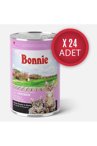 Bonnie Tavuklu Sos İçinde Et Parçacıklı Yavru Kedi Konservesi 400g x 24 Adet