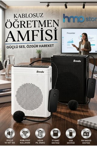 Kablosuz Öğretmen Amfisi: Güçlü ve Net Ses Yükseltici | Uzun Pil Ömrü, USB/TF Kart ve FM Radyo Destekli Profesyonel Mikrofon
