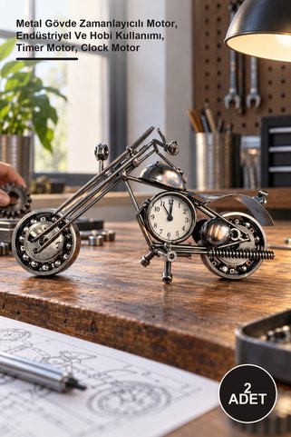 Yenilig 2 Adet Orta Boy Metal Saatli Motor – Metal Gövde Zamanlayıcılı Motor, Endüstriyel Ve Hobi Kullanımı, Timer Motor, Clock Motor