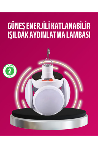 AyPenye Solar ve USB Şarjlı Su Geçirmez Katlanabilir LED Lamba