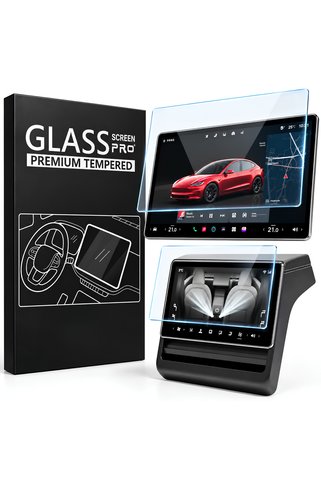 Coverzone Tesla Model 3 2024-2026 Model Y 2025 15.4 İnç 9H Temperli Cam Ekran Koruyucu 2'li Set