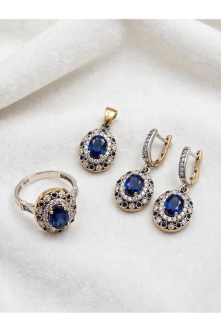 keskin silver Safir Mavisi Otantik 925 Ayar Set - Gerçek Gümüş 💙