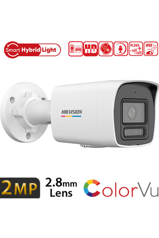 Hikvision DS-2CD1027G2H-LIUF 2 MP 2.8 mm PoE Sesli ColorVu Renkli Gece Görüşlü Bullet IP Kamera