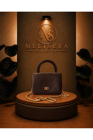 MELİSERA COLLECTION Kahverengi Saten Altın Zincir Askılı Kadın Omuz Ve El Çantası