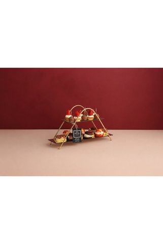 Vivense ÜÇGEN AYNALI KAHVE YANI SUNUMLUK, GOLD, 26 CM