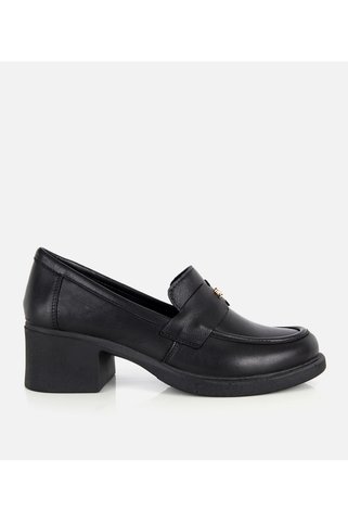 Hotiç Kadın Deri Siyah Yumuşak Dokulu Topuklu Klasik Loafer