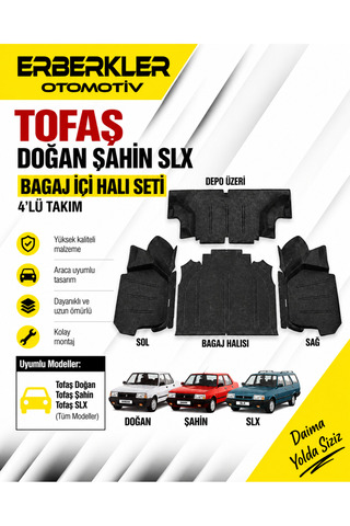 ERBERKLER DOĞAN ŞAHİN BAGAJ DÖŞEMESİ SET 4 PARÇA