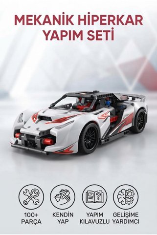 Tıfıl Toys Clemento-Ni Lisanslı Mekanik Supercar 100+ Parça Kendin Yap 3D Gelişime Yardımcı Oyuncak Araba Seti