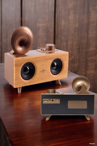 ZERO LAND CADDE101 Bluetooth Hoparlör Ahşap Klasik Retro Gramofon Bluetooth (43848) Müzik