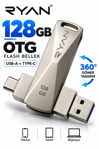 Ryan Technology 128 GB OTG Flash Bellek Type-C Otg Flash Usb Data Bellek