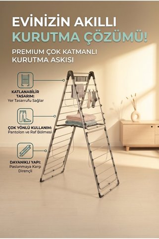 MuBalife Life Kurutmalık Cift Katlı Kalın Borulu Camaşır Askısı Çamaşir Askilik Kaliteli