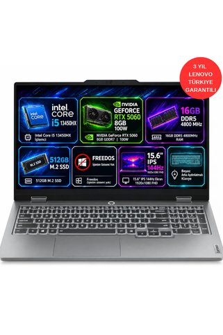 LENOVO LOQ Intel Core i5-13450HX 16GB 512GB SSD 15.6" FHD 144Hz RTX5060 8GB 100W GDDR7 FreeDOS 83JE00JMTR