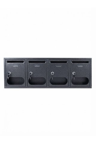 Macrostar Metal Camlı Posta Kutusu 4'lü Set Blok Gri
