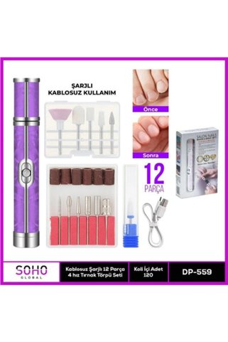 Ardenta ŞARJLI 12 BAŞLIKLI MANİKÜR SETİ