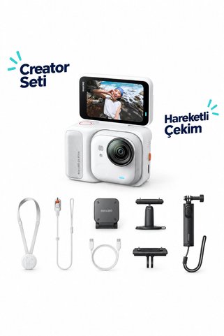 Insta360 (Beyaz) Aksiyon Kamerası Creator Seti Hareketli Çekim GO Ultra Creator Bundle
