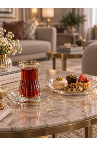 Onedekor 6 Kişilik 12 Parça Çubuk Çay Takımı