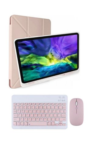 ebulduk Galaxy Tab S9 FE/S10 FE/S10 Lite Kılıf Kalem Bölmeli Yatay ve Dikey Standlı Smart Case Tablet Kılıfı +Bluetooth Klavye Mouse Set