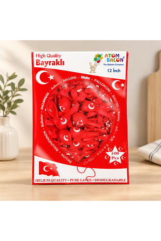 AKILLI Türk Bayrağı Balonu 100'lü