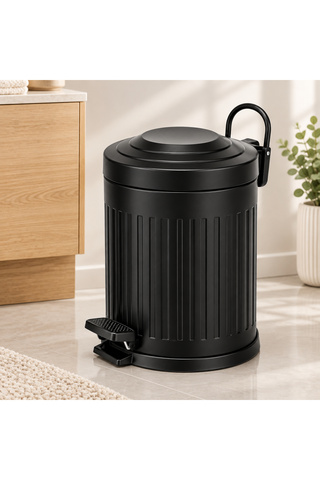 AKILLI Siyah Amortisörlü 5 L Pedallı Çöp Kovası