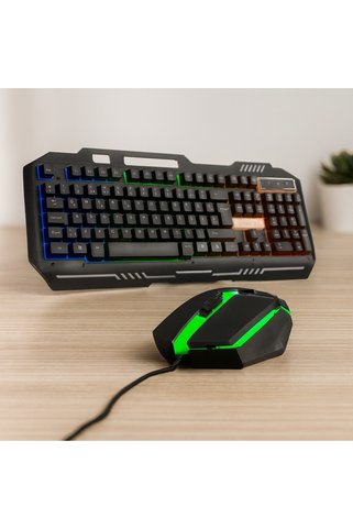 Candourmass USB Kablolu RGB (Gökkuşağı) Işıklı Klavye ve Mouse Seti - 150 cm