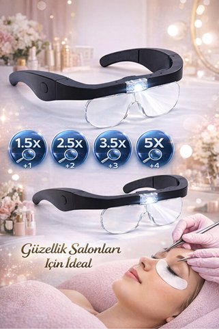 Bosile MG-11537DC LED ’li Şarjlı Gözlük Büyüteç | 4 Mercekli Profesyonel Kafa Tipi Büyüteç