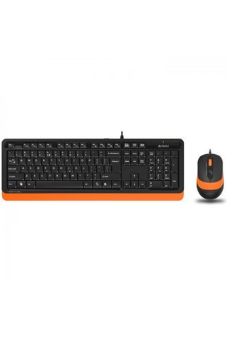 A4 Tech F1010 USB Q Trk Optic Mouse Siyah/Turuncu Standart Klavye - Mouse Set