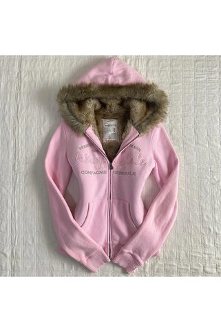 1blood Pembe Kürk Detaylı Vintage PREMİUM Hırka