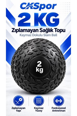 SLİPT 2 Kg Zıplamayan Sağlık Topu Slam Ball Kaymaz Dokulu Fitness Egzersiz Ağırlık Topu