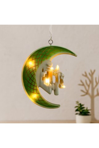 SUAR Ramazan Led Perde Lamba 3M (Fişli, Eklemeli) Yeşil Hilal Cami Yıldız