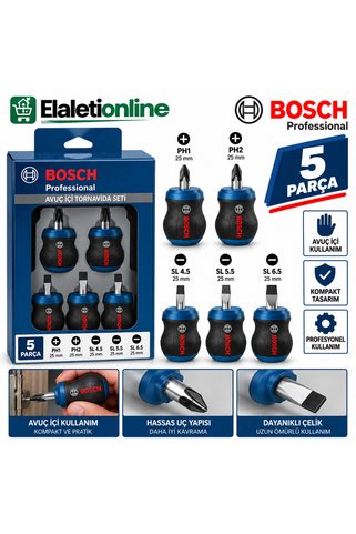 Bosch PROFESYONEL AVUÇ İÇİ TORNAVİDA SETİ 5 PARÇA TOPAÇ TORNAVİDA