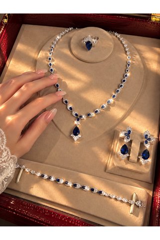 rive.jewelry Safir Taşlı Kraliyet Takımı – Gümüş Kaplama - zirkon taşlı