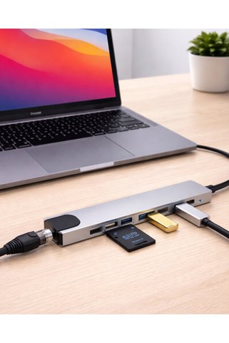 Marsilyan Type C Hub Çoklayıcı 8 Port USB HDMI RJ45 Kart Okuyucu AKL48JD5