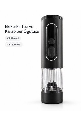 Lisinya Çift Hazneli Şarj Edilebilir Elektrikli Tuz ve Karabiber Öğütücü -