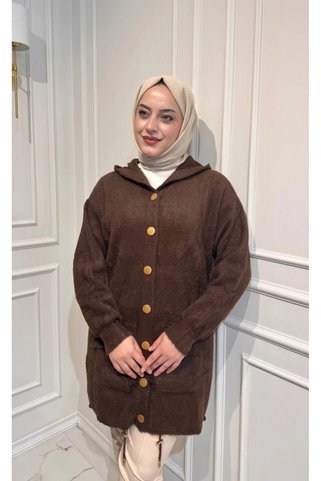 Nefise Tekstil Angora Kapşonlu Hırka