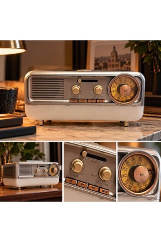 NB Concept MD-1314BT Retro Nostaljik Radyo ve Bluetooth Hoparlör LED Işıklı