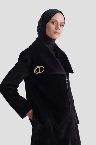 Armine Kruvaze Anorak Kaban Siyah