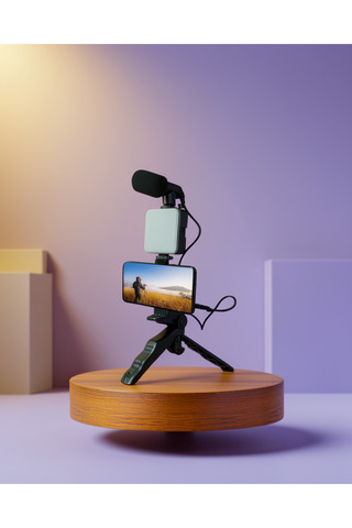 teknodayım Mini Tripod + Mikrofonlu Vlog Set Kompakt