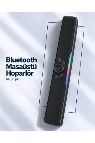 Eco Lounge Monitör Altı Kullanıma Uygun Şarj Edilebilir Bluetooth Soundbar Hoparlör Siyah