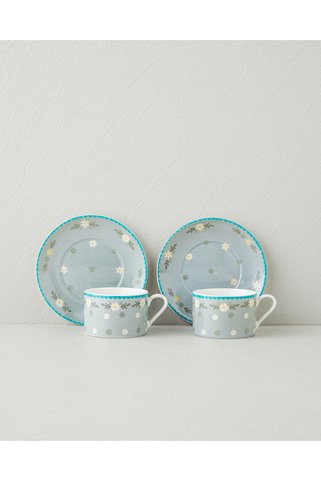 English Home Lora Daisy Porselen 4 Parça 2 Kişilik Çay Fincanı Takımı 220 ml Renkli