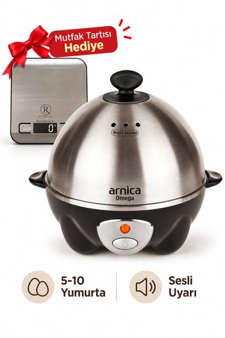 Arnica Omega Pısırıcı 5-10 Yumurta Yumurta Pişirme Makinesi Gh25100 Mutfak Tartısı Hediye (Onerous)