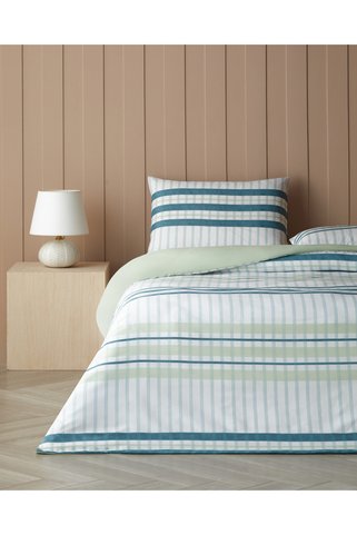 English Home Grid Zone Kolay Ütülenir Çift Kişilik Nevresim Seti 200x220 cm Seledon-Yeşil