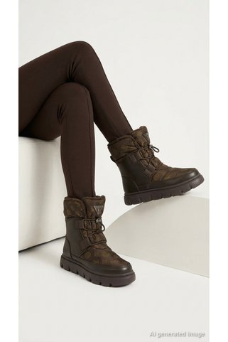 Guess Kadın Bot Bağcıklı Kalın Taban Postal Model Günlük Kışlık Bilekli Yuvarlak Burun Şık Görünüm FLFMABFAL10