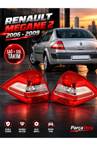ParçaVera Renault Megane 2 Sağ + Sol Arka Stop Lambası Takımı 2006--2009
